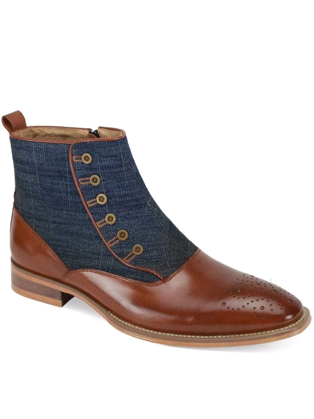Giovanni KendrickMen's Two-Tone Brown and Navy Ankle Boots Size 13